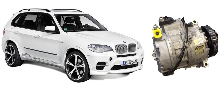 На автомобиле нашего коллеги (BMW X5, 4,8L) необходимо заменить сальник компрессора кондиционера, а также провести обслуживание силового агрегата, совместив работу с установкой тюнинг-комплекта в виде выхлопных коллекторов. 
