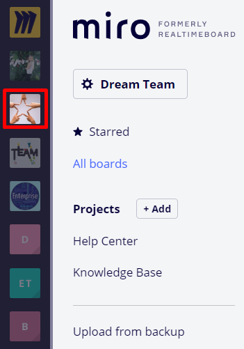 If you are a member of several teams, first choose a team on the left side of the Dashboard where your created board will be saved. Further, you can move the board into another account if it is necessary.

