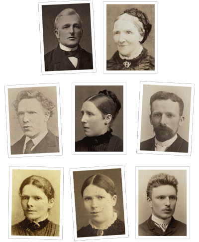 Семья Ван Гога. Слева направо: отец, мать, Винсент, Анна, Тео, Лайс, Виллемен, Кор.