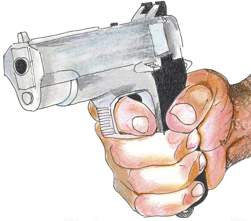 Как рисовать пистолет в руке