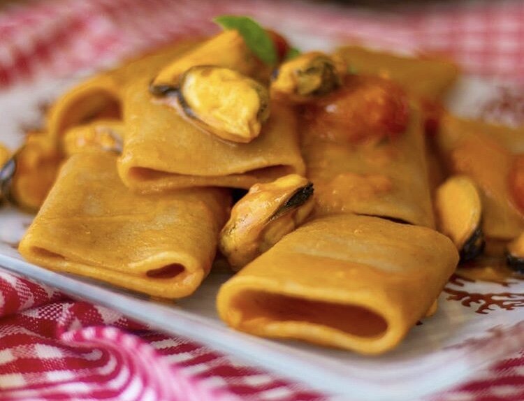 Paccheri con zucca e cozze 