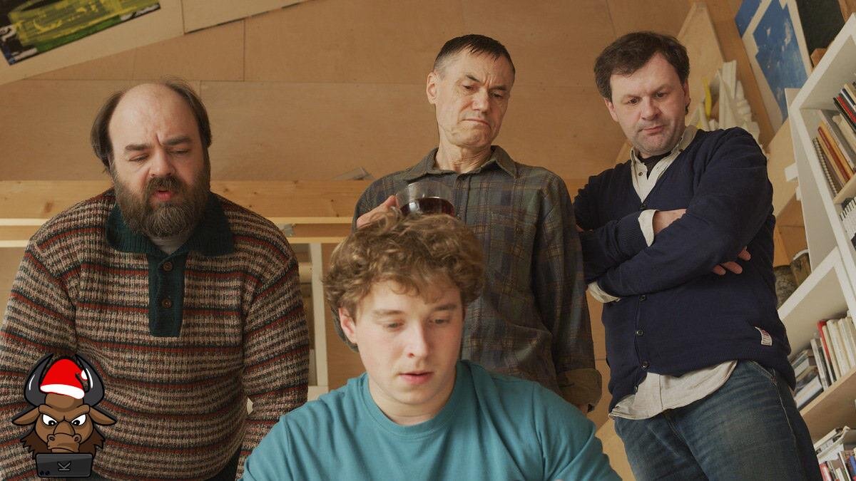 Алексей Колубков, Владимир Карпук, Юрий Оборотов и Дмитрий Пугач. Кадр из фильма «Дар»