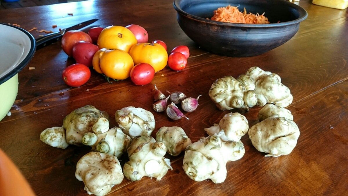 Выкопал топинамбур в огороде и сразу же сделал вкусный и полезный салат.  Едим топинамбур первый раз. | Деревенское Хозяйство Устиновых | Дзен