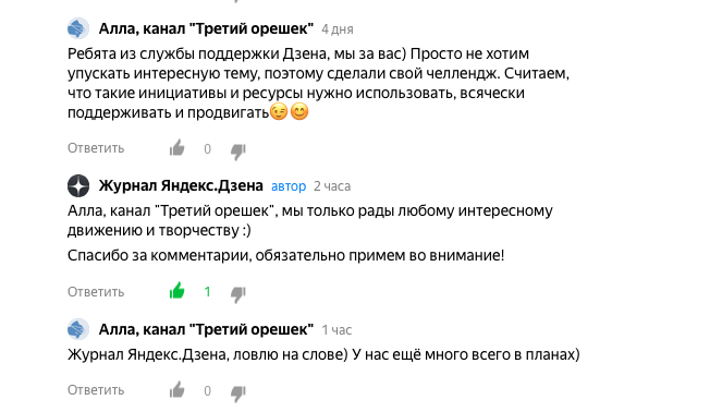 Скриншот страницы комментариев под статьёй из Журнала Яндекс.Дзен с ответом на мой вопрос