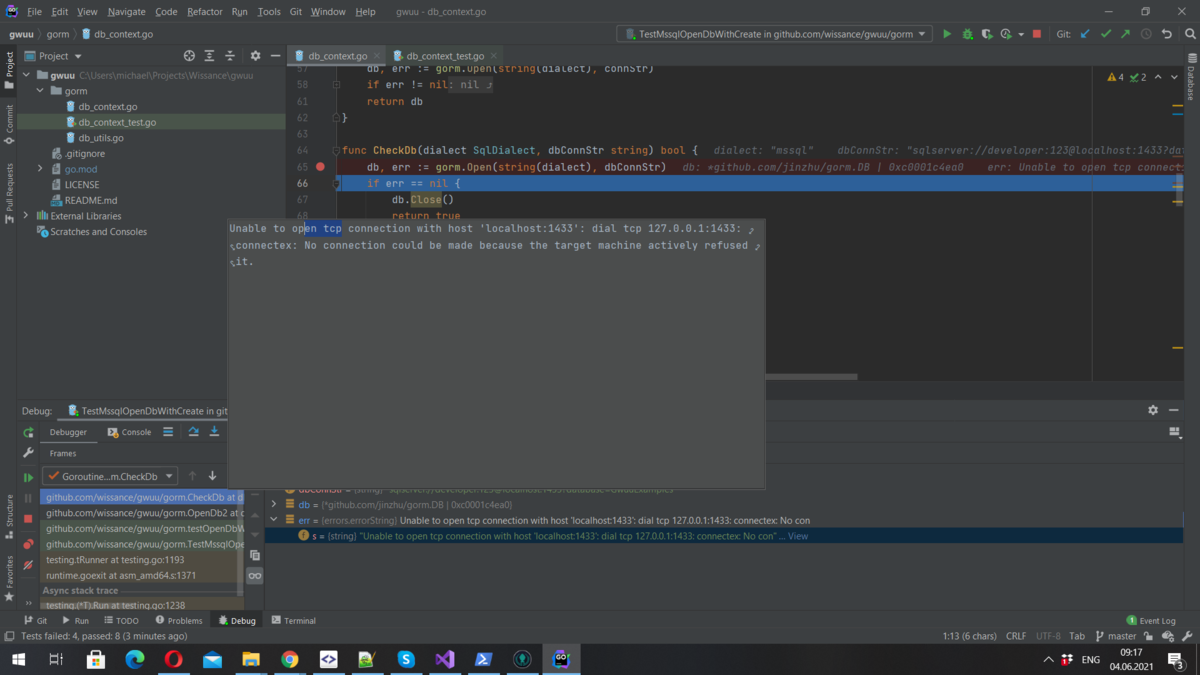 Вот так mssql (sql server) "пинает" нас при попытке соединиться