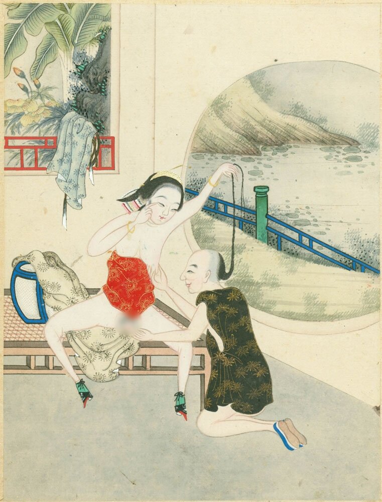 Женщина, держащая мужские волосы, около 1750 г., бумага, гуашь