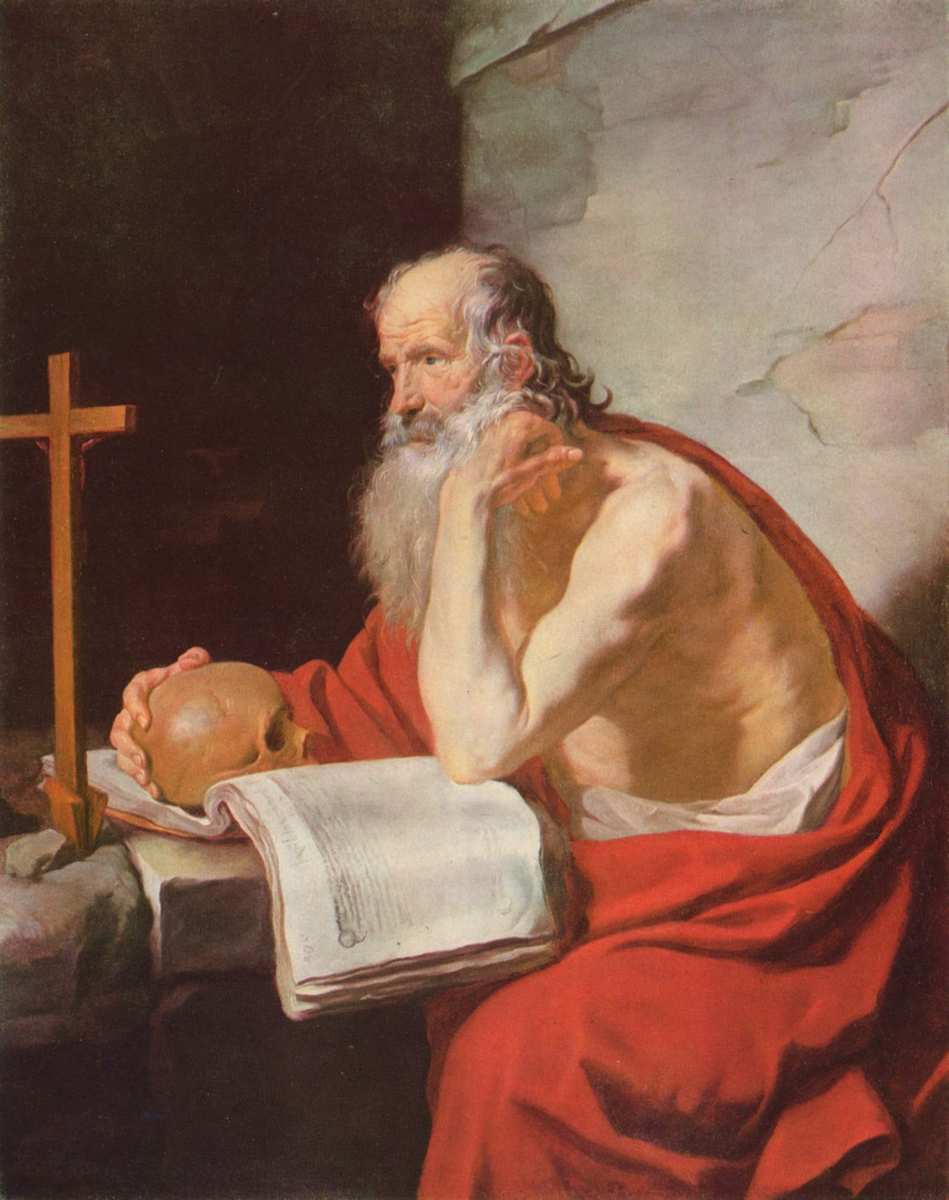 Иероним Стридонский - церковный писатель и создатель канонического латинского текста Библии. Картина Жака Бланшара. 1632 год