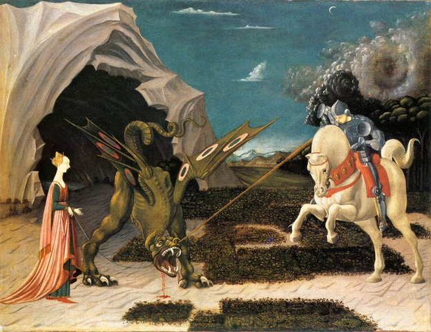 Св. Георгий и дракон. Картина Паоло Урселло, 1450.