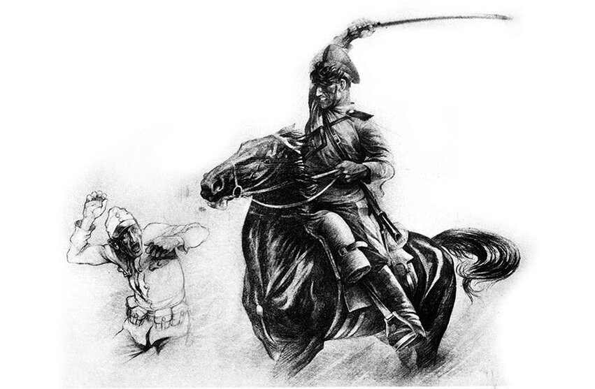 Мелехов в бою. Иллюстрация Сергея Королькова