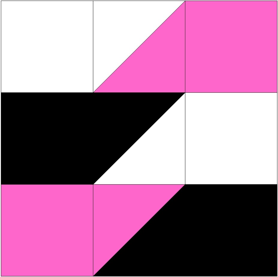 1 Лоскутный узор "абстракция" 3х3 квадрата 3 цвета