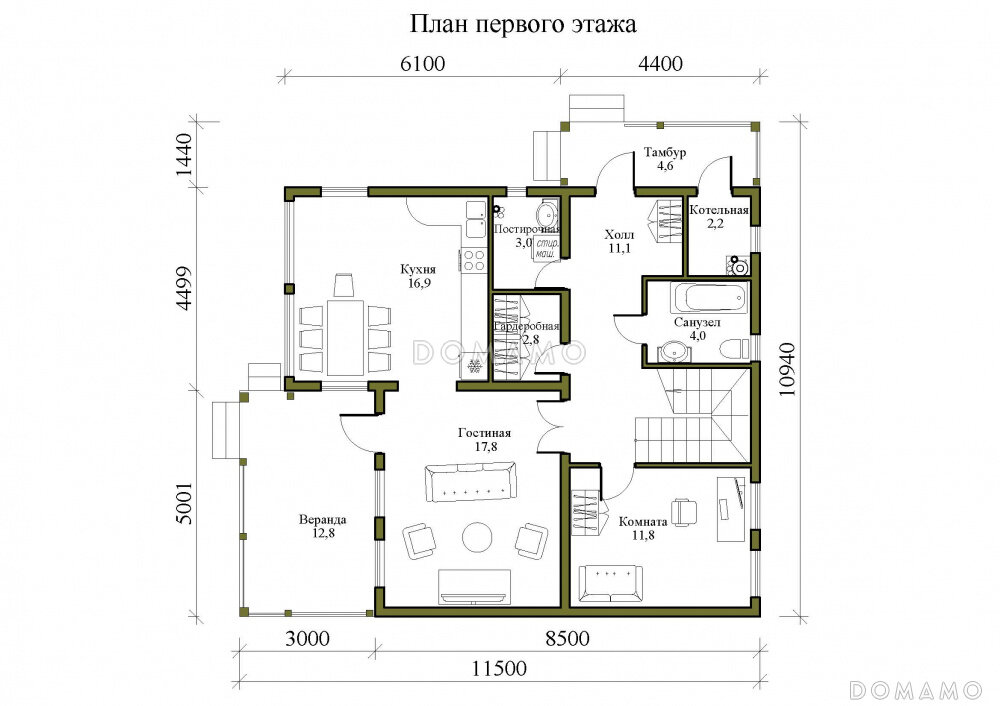 Скачать проект двухэтажного каркасного дома Проект двухэтажного каркасного дома 8000х6000 мм Рынок цифровых товаров Platl.