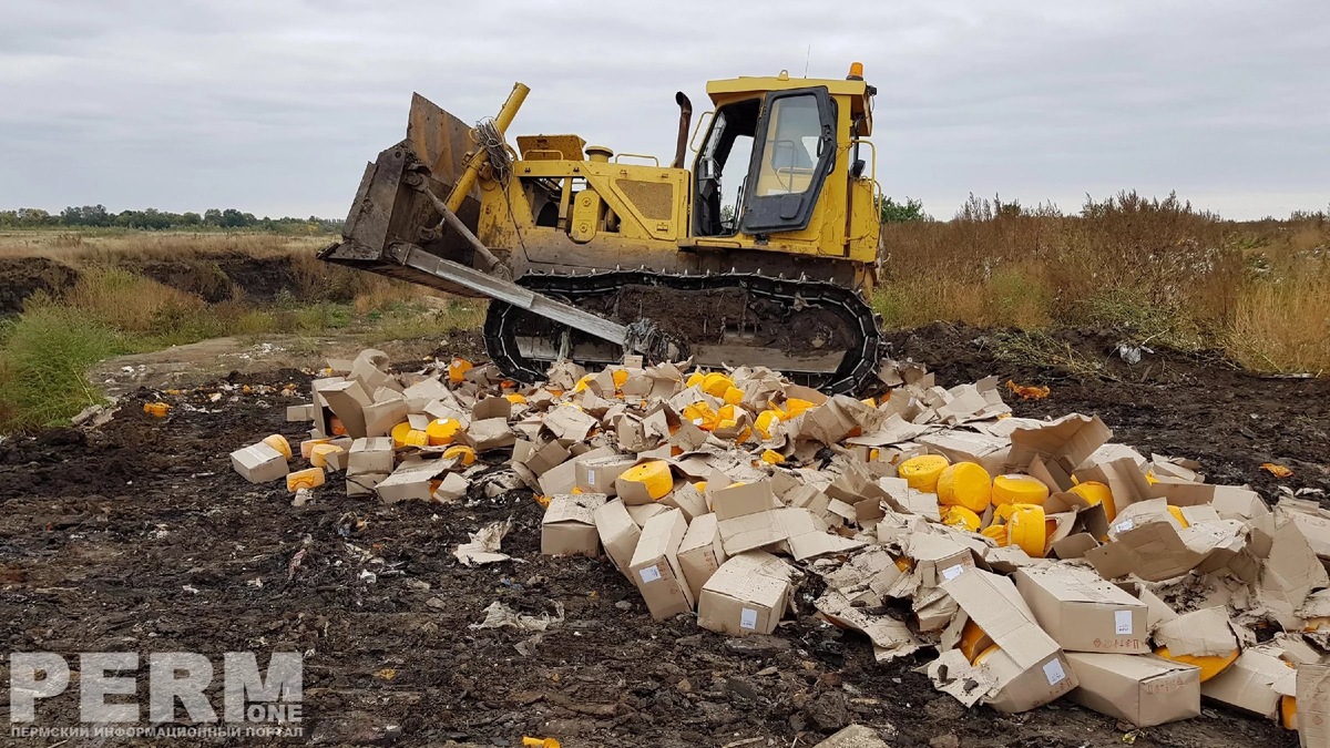 Бульдозер давит вражеский сыр. Фото: perm.one