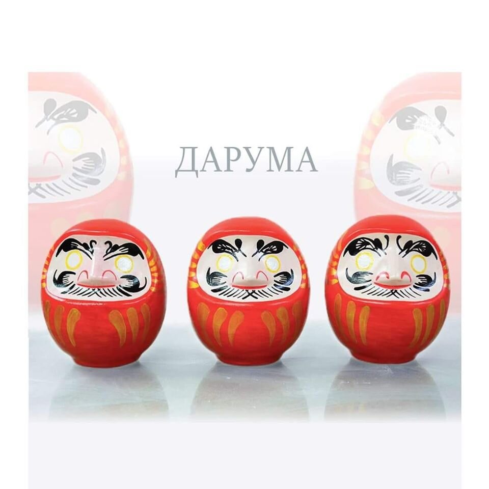 Бусина темлячная в виде Дарума, номерная, подпись Касуми, серебро, арт. Daruma-ball