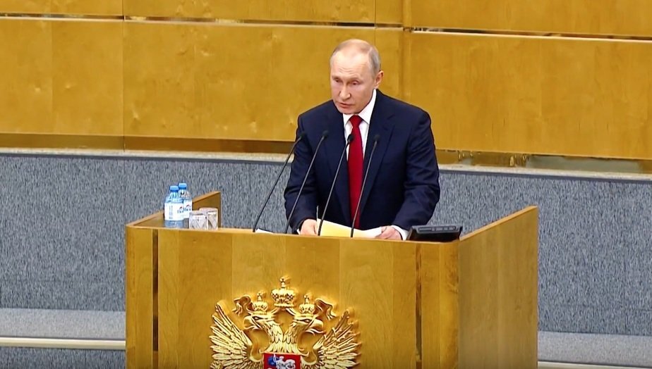 Скриншот с видео выступления Владимира Путина.