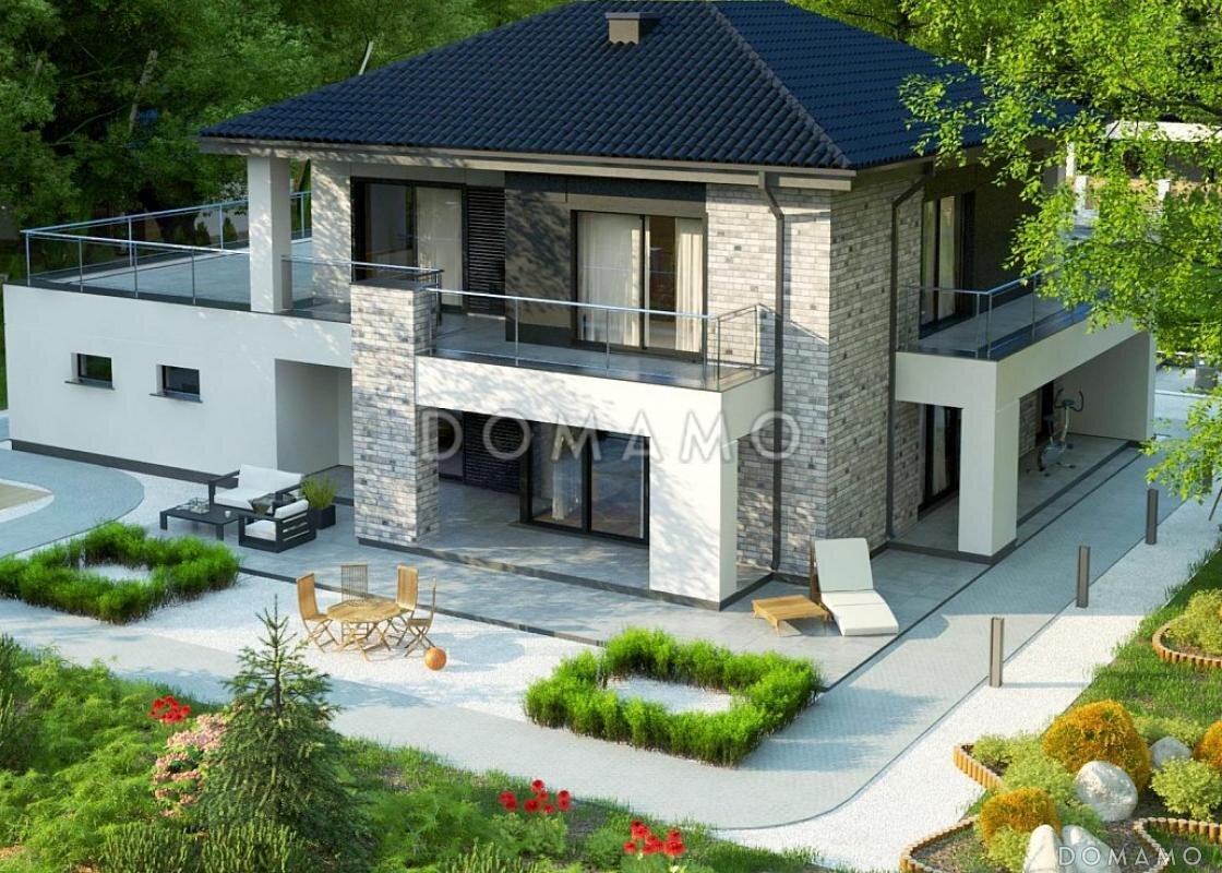 D3479 – проект двухэтажного дома с гаражом и террасой на втором уровне