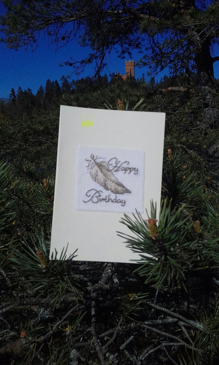 Поздравительная открытка с элементом вышивки