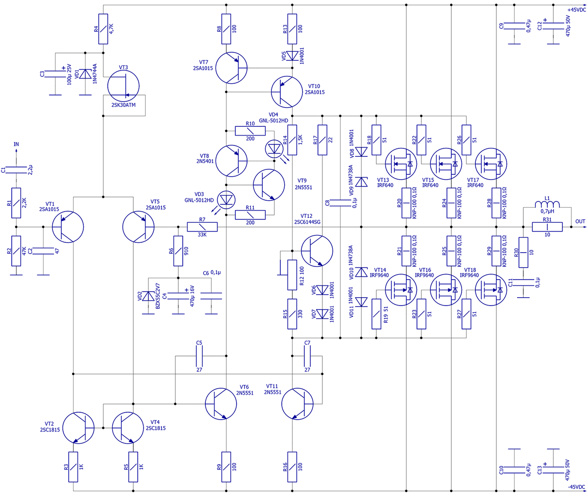 160-ВАТТНЫЙ УСИЛИТЕЛЬ НА КОМПЛЕМЕНТАРНЫХ ПАРАХ IRF640/IRF9640 ...
