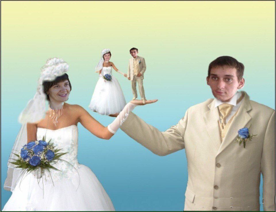 Классика монтажа свадебных фото. Жених/ невеста на руке. Фото Яндекс.Картинки