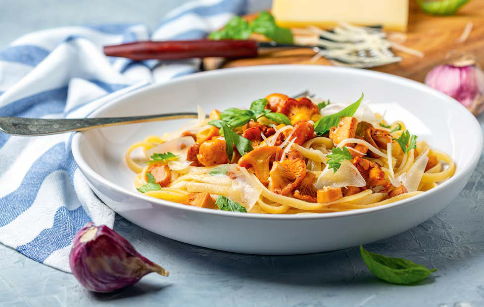 Спагетти с лисичками