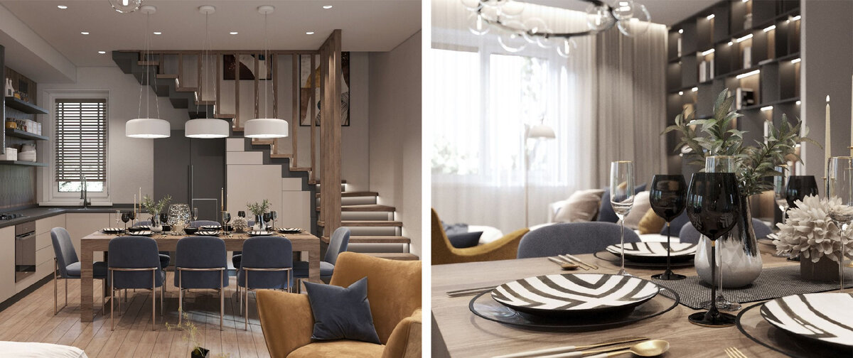 Пример проекта кухни-гостиной в современном стиле