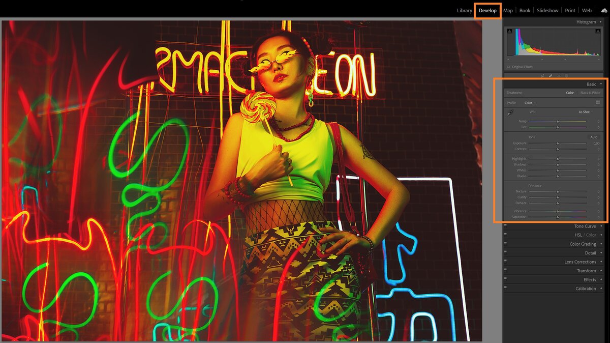    Щёлкнув на вкладку Разработка, вы попадаете в меню для обработки фотографий, а первую вкладку, которую видите — базовая / Иллюстрация: Елизавета Чечевица, Фотосклад.Эксперт