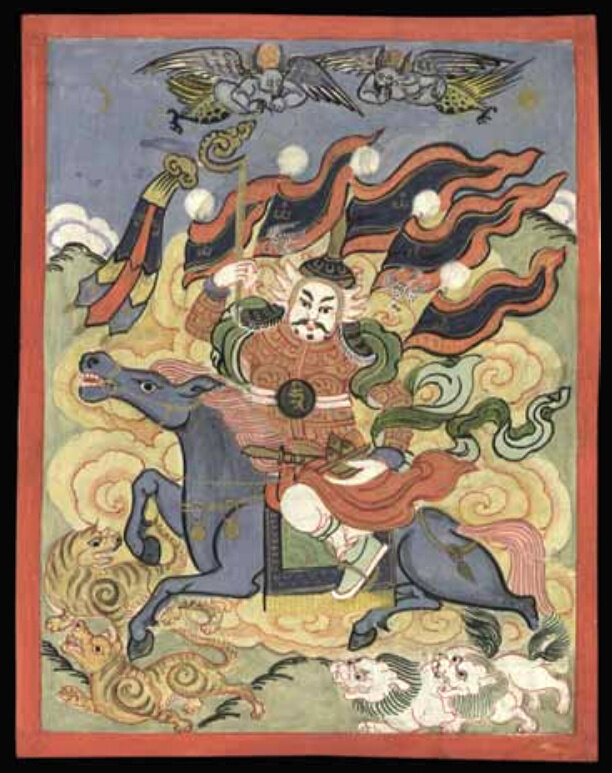 Цакли "Гэсэр". Бурятия, XIX-первая треть XX в. (?). ИВР РАН, Санкт-Петербург. Сто восемь буддийских икон из собрания Института восточных рукописей РАН / Под ред. А.В. Зорина. СПб.: Петербургское Востоковедение, 2012. С. 222-223.