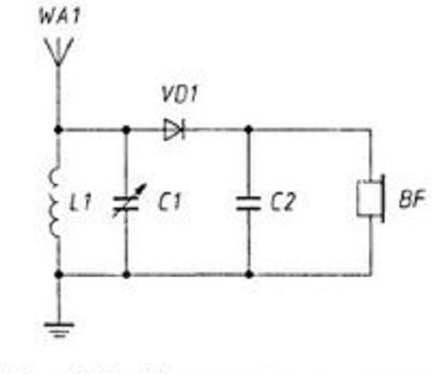 На рисунке изображена схема детекторного приемника. Простейший детекторный приемник схема. Схема простого детекторного радиоприемника. Простейший детекторный радиоприемник схема. Детекторный радиоприемник схема с номиналами.