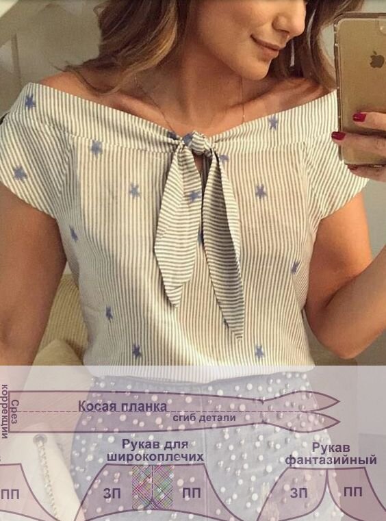 Сшитая блуза и элемент выкройки