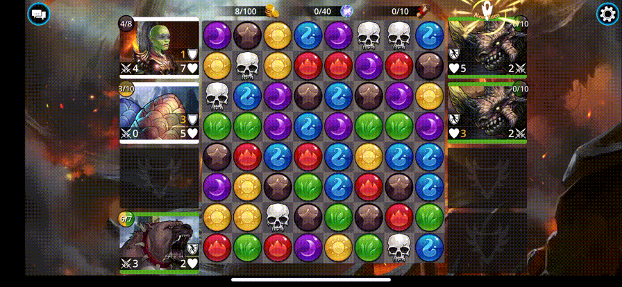 Геймплей мобильной игры Gems Of War