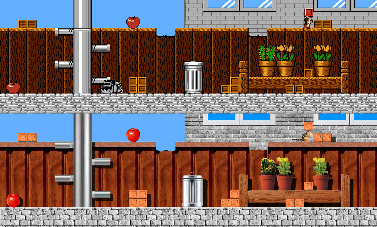 Коллаж по первому уровню игры «Chip 'n Dale Rescue Rangers». Зачем? А прост.