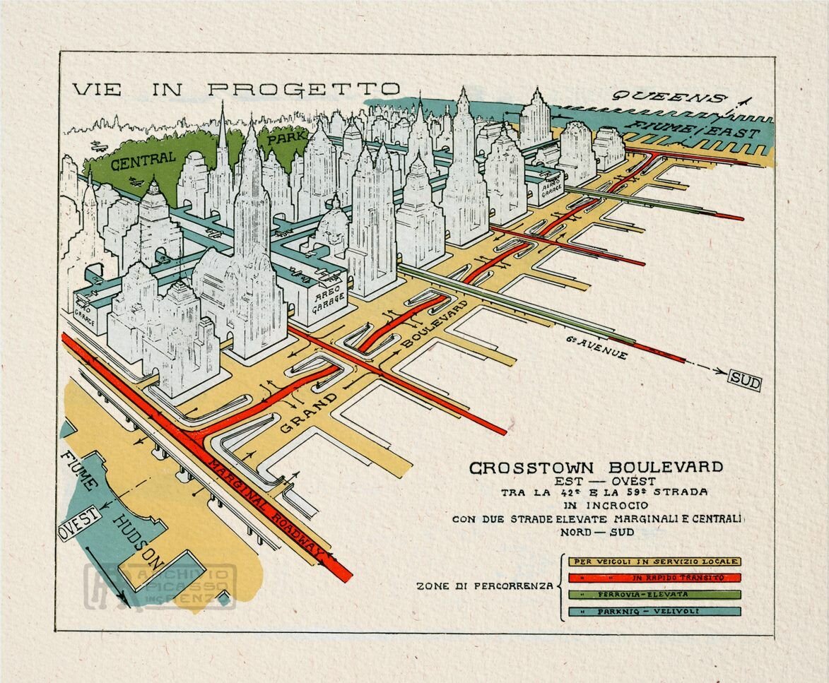 Проект транспортной системы Нью-Йорка будущего. Фото: Archivio Renzo Picasso