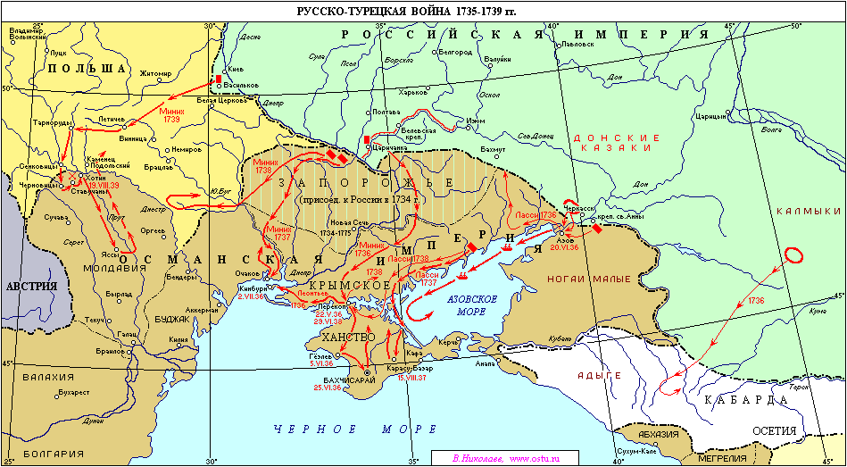 Русско турецкая при анне иоанновне карта