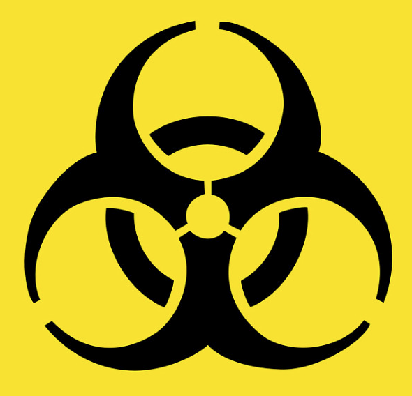 Знак вирусной и бактериологической опасности - теперь такие можно часто встретить в Китае