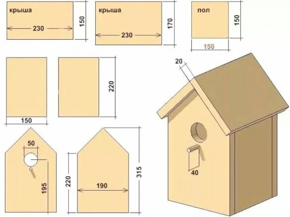Как построить скворечник: чертежи, размеры, советы по размещению