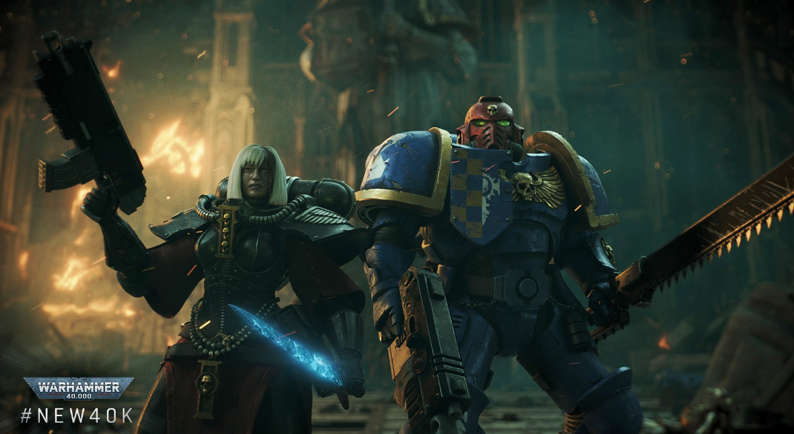 Сестра битвы и новый космодесантник-примарис с долгожданным пиломечом.