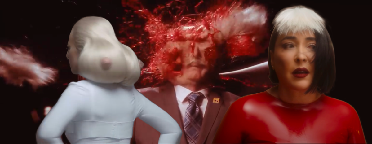 фрагменты скриншотов клипа: в кадре Ксения Собчак и Лолита Милявская