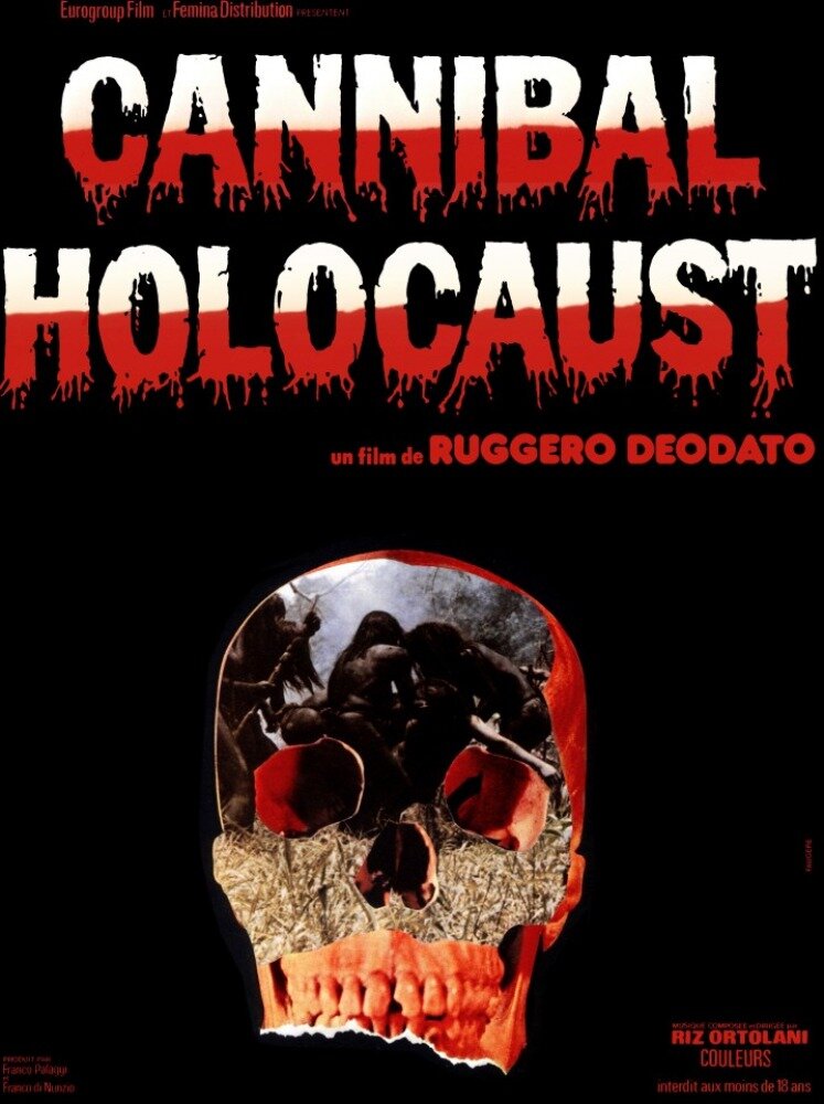 Взято: kinopoisk.ru / Постер к фильму "Ад каннибалов" (Cannibal Holocaust). Год: 1979. Страна: Италия. В ролях: Роберт Керман, Франческа Кьярди, Перри Пирканен, Лука Барбарески, Сальваторе Базиле, Ricardo Fuentes, Карл Гэбриел Йорк, Паоло Паолони, Лионелло Пио Ди Савойя, Дебора Кит.