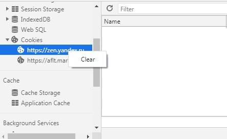 Очистка Cookies данных