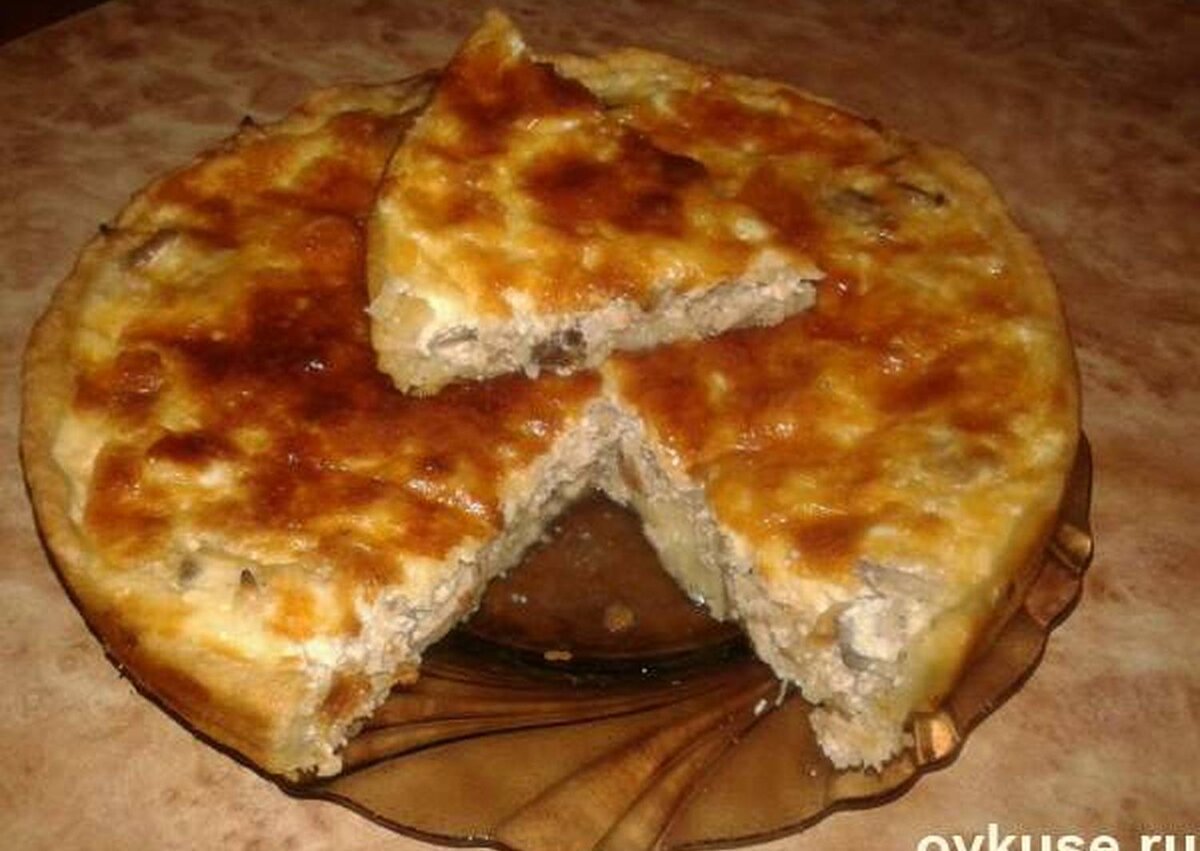 Лоранский пирог с курицей и грибами