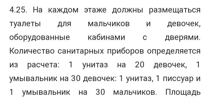 Скриншот выдержки из нового СанПиНа