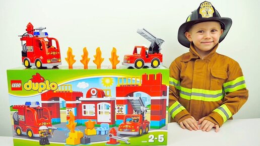 Пожарная часть Lego и новый костюм пожарного Даника - Пожарные машинки Лего для детей