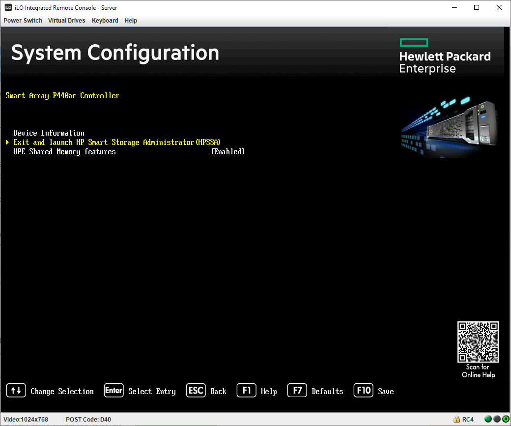 Status module. ILO Smart Storage Administrator. HPE Smart Storage Administrator (HPE SSA) cli. Smart array p440ar Controller. Module status.