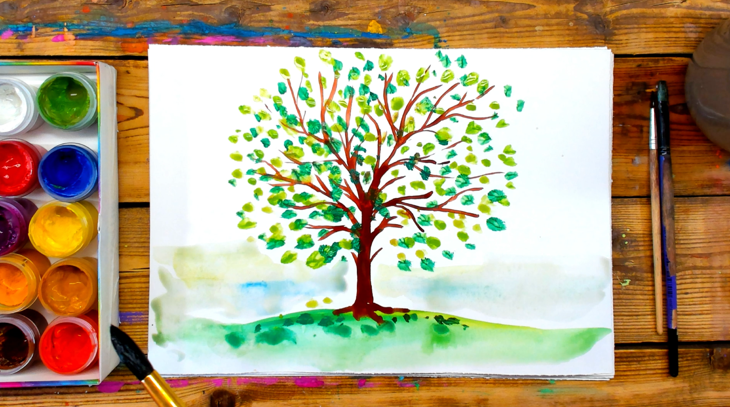 Рисунок красками для детей 5. Рисунки красками. Рисование красками для детей. Рисование гуашью. Идеи для рисования деревьев.