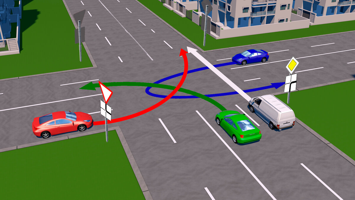 Задача бывалому водителю кто проедет первым красный или синий автомобиль