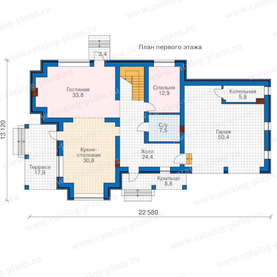 Общая площадь: 274 м² Террасы,балконы: 29,06 м² Габариты: 22.58x13.12 м Высота конька: 10.-2