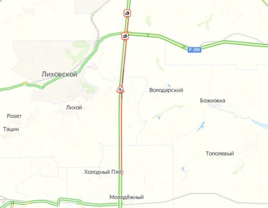    Пробка растянулась на 15 километров. Источник: Яндекс