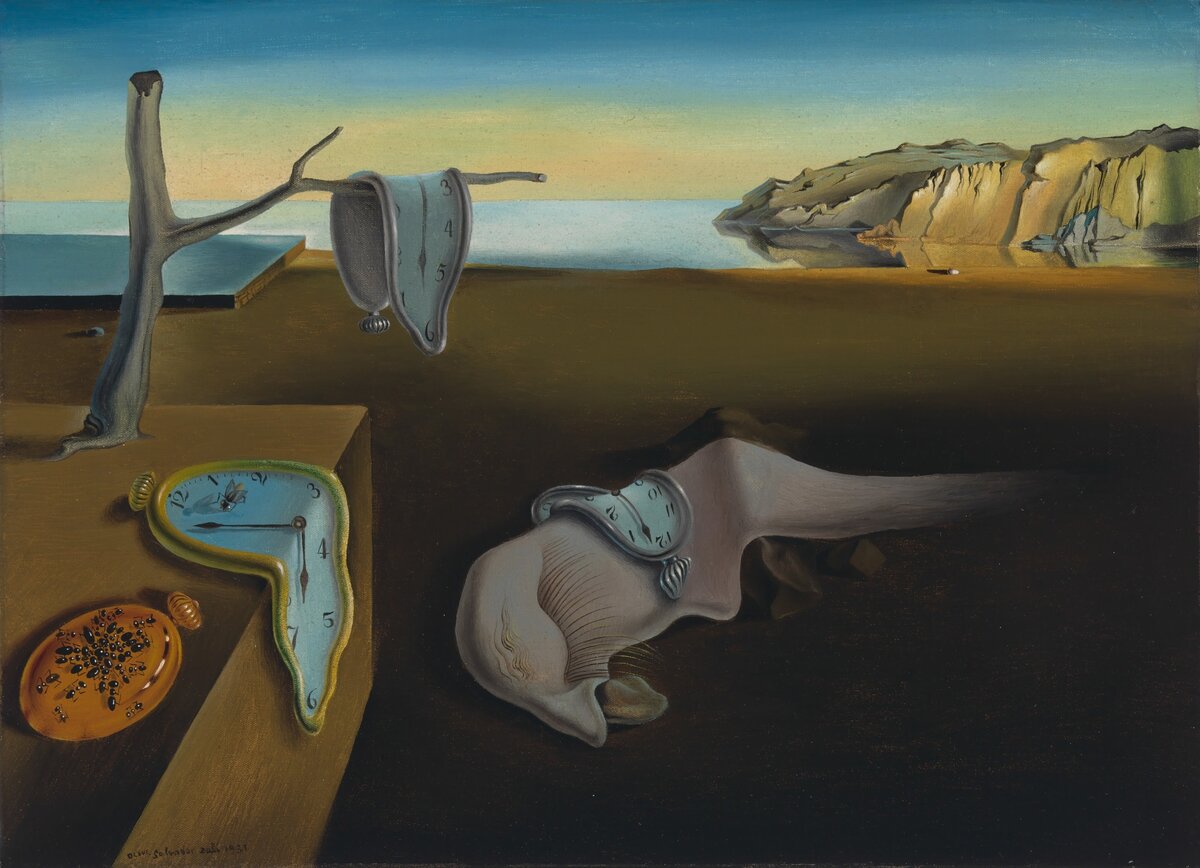 Сальвадор Дали "Постоянство памяти" (1931 г.) - масло, холст - 24 × 33 см. - Нью-Йоркский музей современного искусства, Нью-Йорк, Нью-Йорк, США