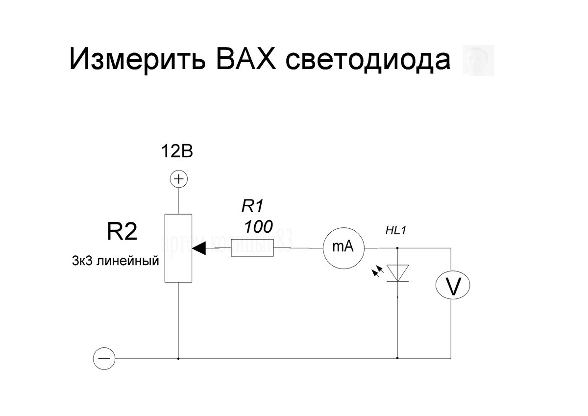 вольт-амперная характеристика светодиода схема