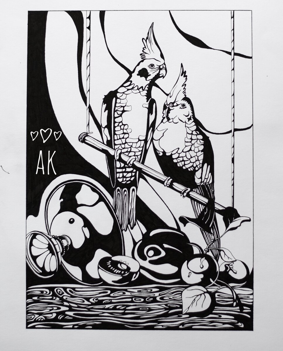 Голландский натюрморт. Работа выполнена в рамках учебного процесса по предмету Декоративная Графика. Формат А3.