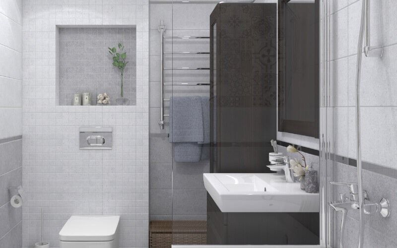 Дизайн-проект ванной комнаты Mason grey.